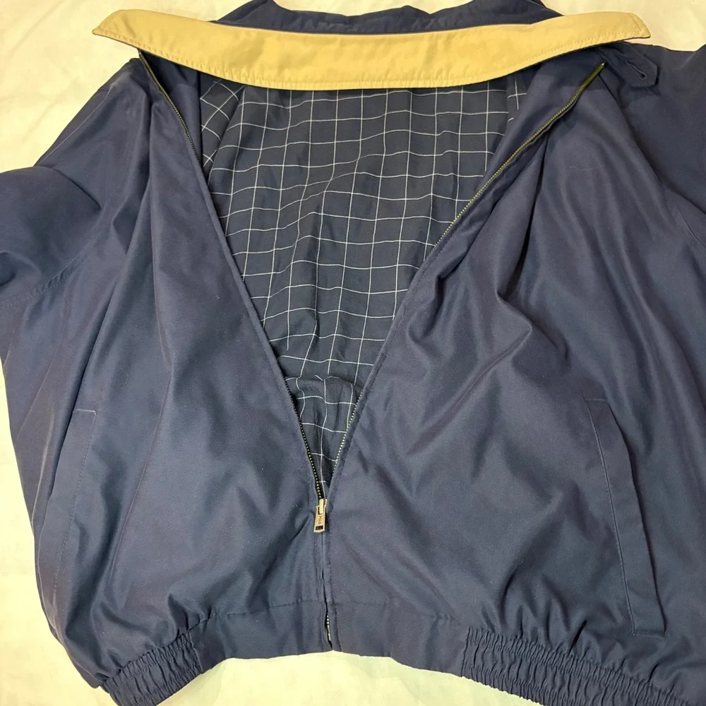 Polo Ralph Lauren Mens XXL Navy Blue Harrington Jacket Plaid Lined Windbreaker
